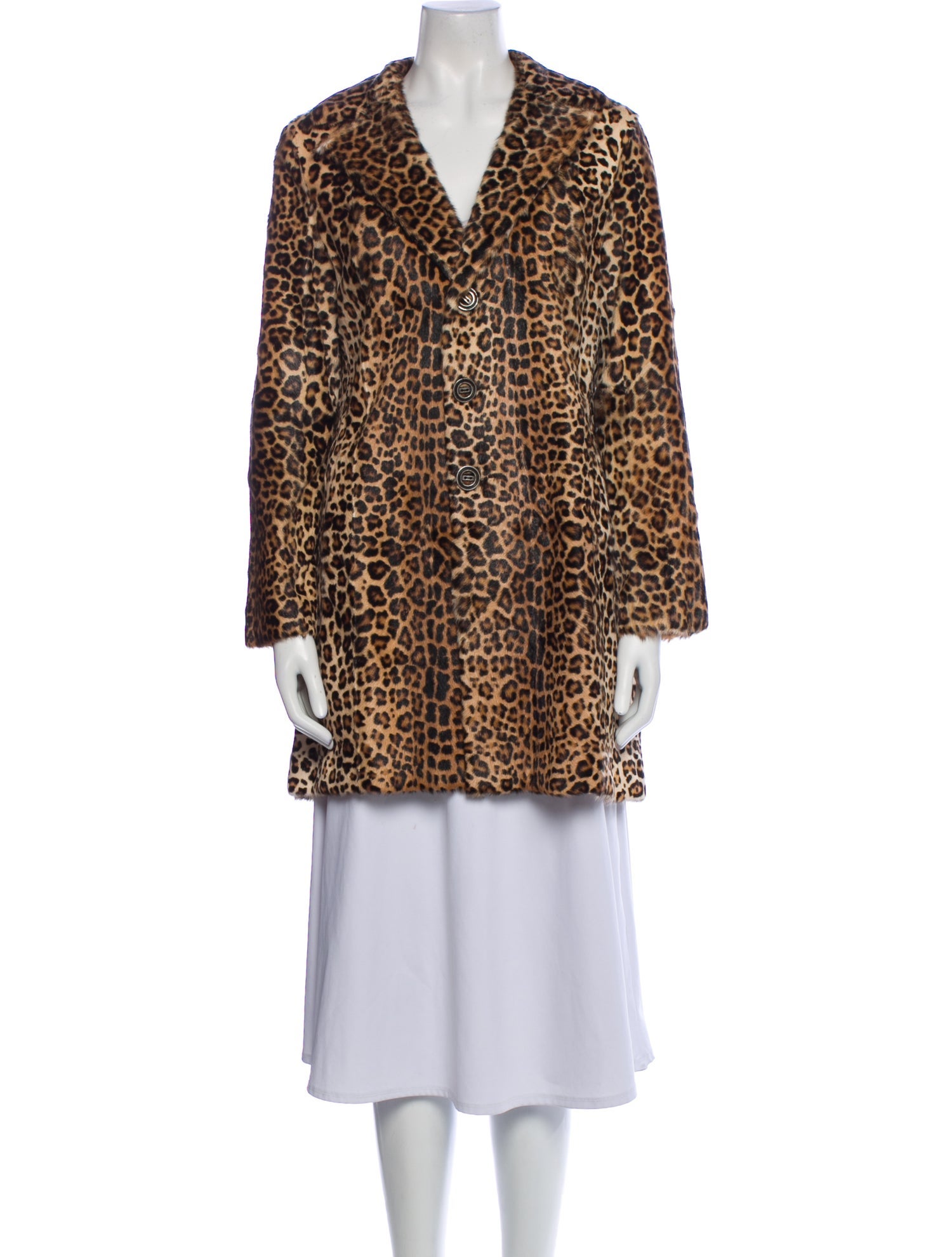 Saint Laurent Goat Leather Animal Print Faux Fur Coat