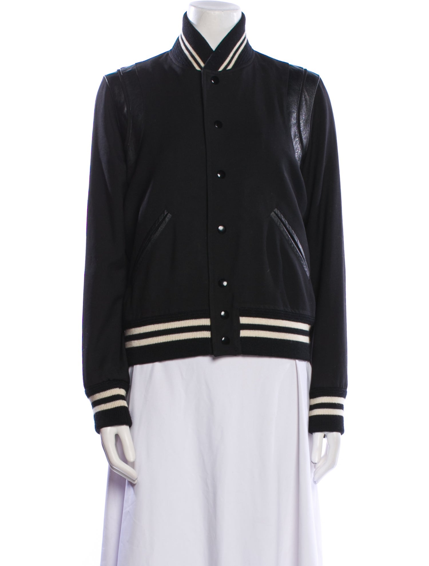 Saint Laurent Virgin Wool Striped Bomber Jacket