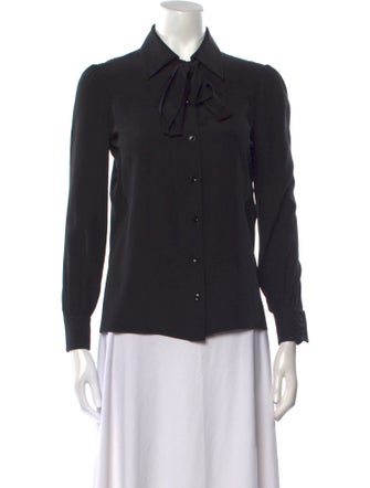 Saint Laurent Silk Long Sleeve Button-Up Top