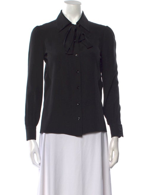 Saint Laurent Silk Long Sleeve Button-Up Top