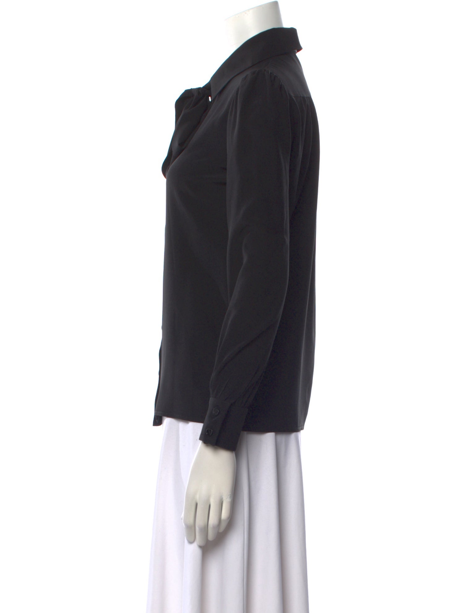 Saint Laurent Silk Long Sleeve Button-Up Top