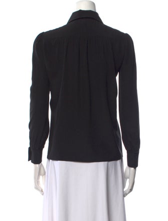 Saint Laurent Silk Long Sleeve Button-Up Top