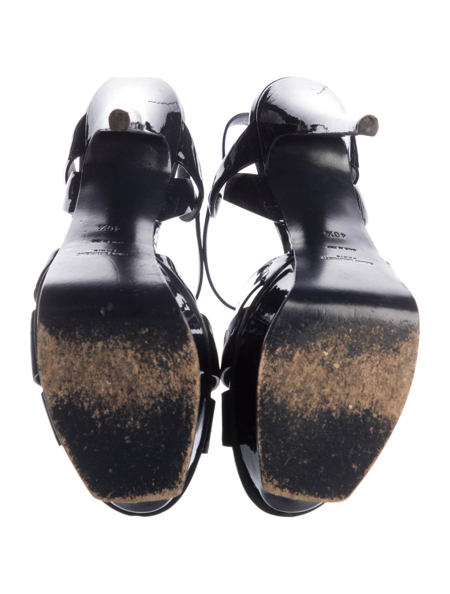 Saint Laurent Patent Leather T-Strap Sandals