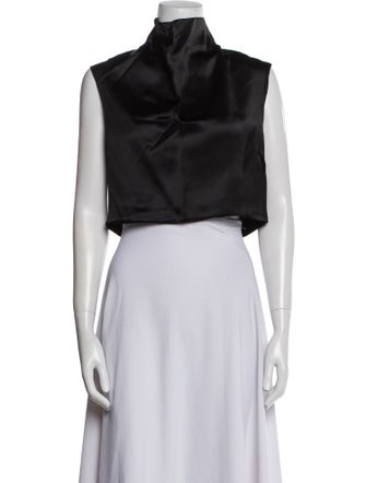 Saint Laurent Turtleneck Sleeveless Crop Top