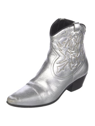 Saint Laurent Leather Colorblock Pattern Western Boots