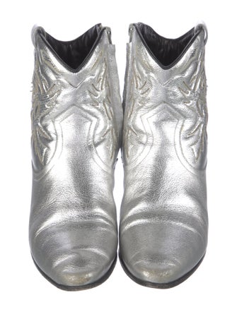 Saint Laurent Leather Colorblock Pattern Western Boots