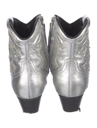 Saint Laurent Leather Colorblock Pattern Western Boots