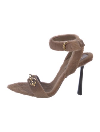 Saint Laurent Faux Fur Chain-Link Accents Sandals