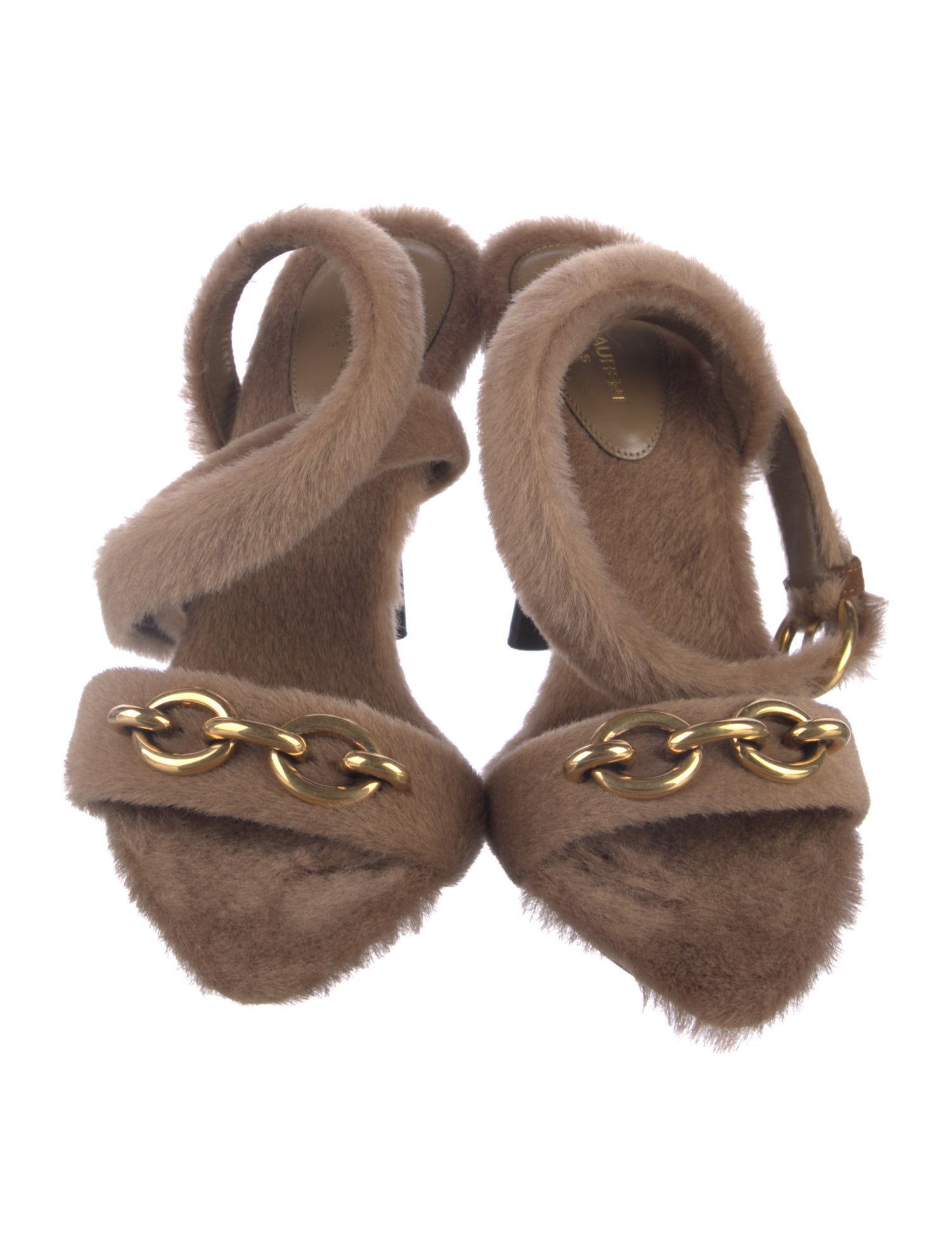 Saint Laurent Faux Fur Chain-Link Accents Sandals