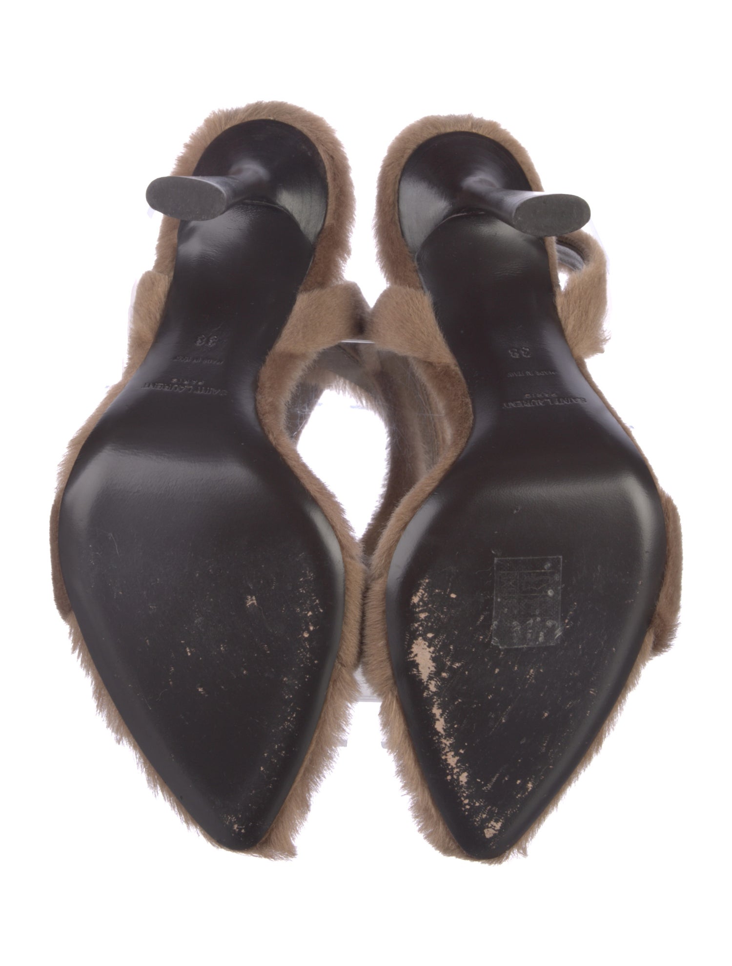 Saint Laurent Faux Fur Chain-Link Accents Sandals