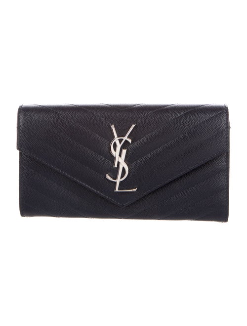 Saint Laurent 2018 Monogram Chevron Matelassé Large Envelope Flap Wallet