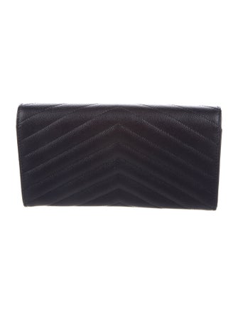 Saint Laurent 2018 Monogram Chevron Matelassé Large Envelope Flap Wallet