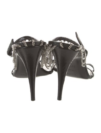 Saint Laurent Leather Chain-Link Accents Sandals