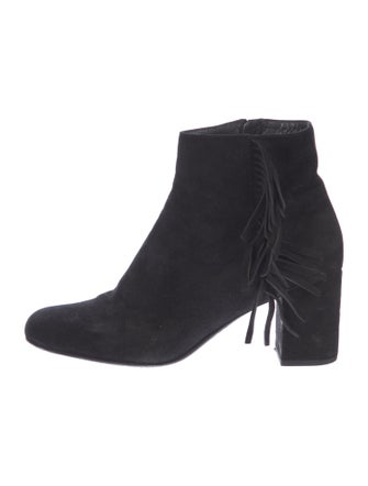 Saint Laurent Suede Fringe Trim Accent Boots