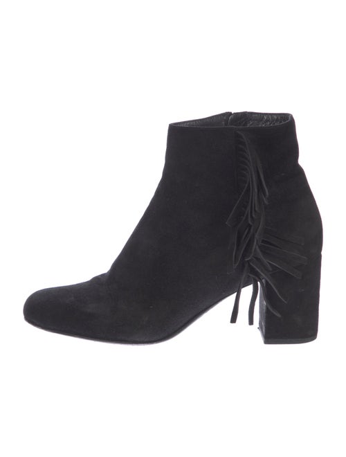 Saint Laurent Suede Fringe Trim Accent Boots