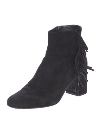 Saint Laurent Suede Fringe Trim Accent Boots