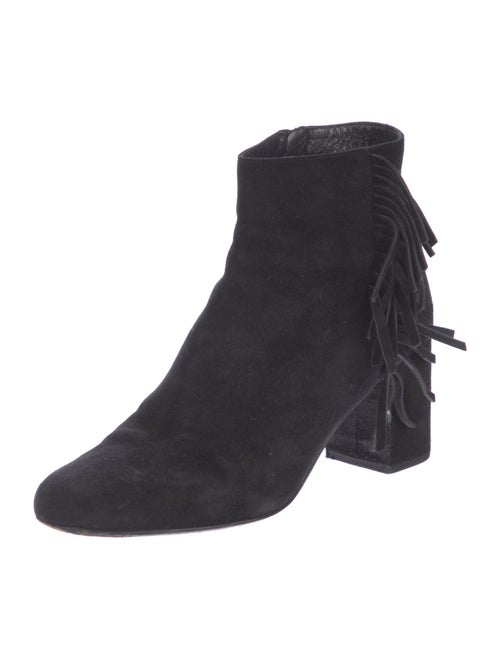 Saint Laurent Suede Fringe Trim Accent Boots