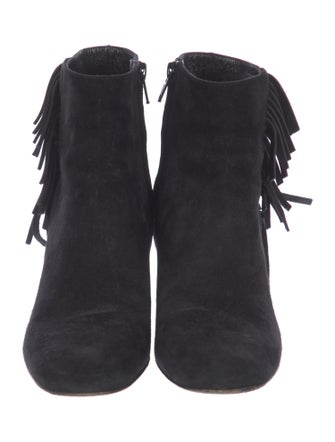 Saint Laurent Suede Fringe Trim Accent Boots