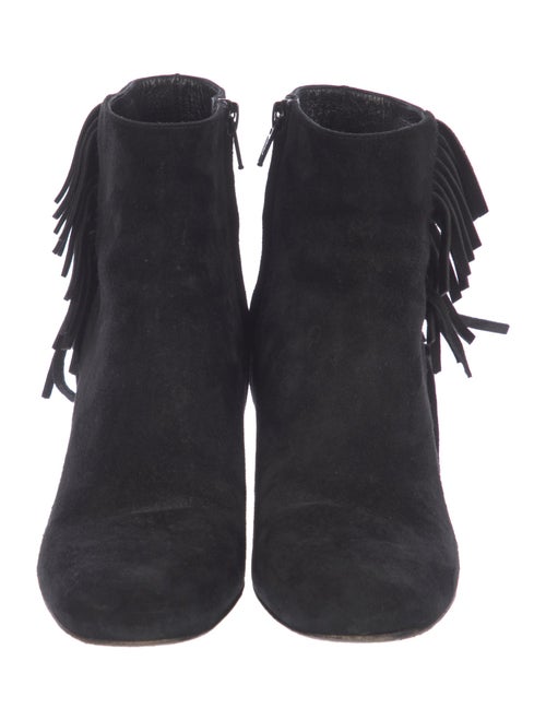 Saint Laurent Suede Fringe Trim Accent Boots