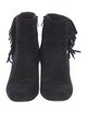 Saint Laurent Suede Fringe Trim Accent Boots