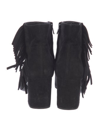 Saint Laurent Suede Fringe Trim Accent Boots
