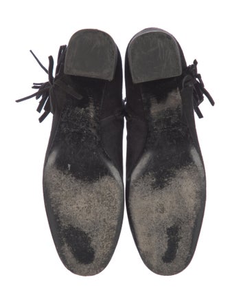 Saint Laurent Suede Fringe Trim Accent Boots