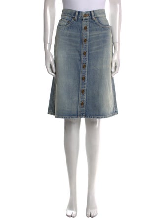 Saint Laurent Raw-Edge Trim Knee-Length Skirt