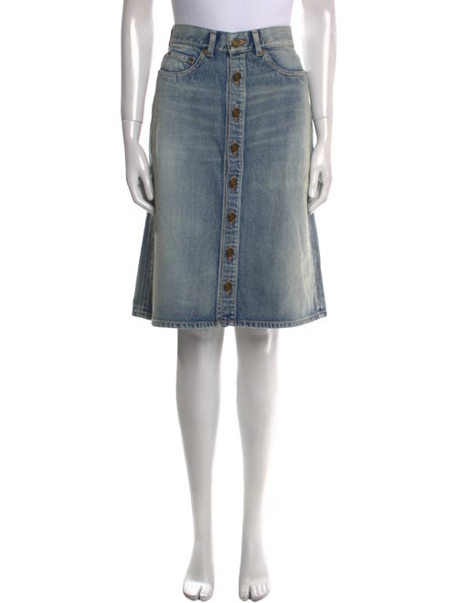 Saint Laurent Raw-Edge Trim Knee-Length Skirt