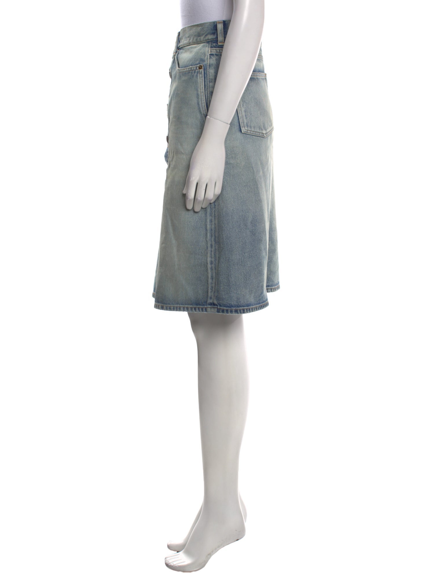 Saint Laurent Raw-Edge Trim Knee-Length Skirt