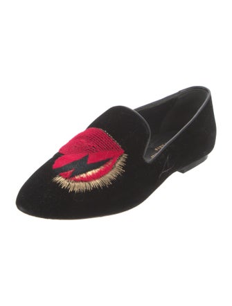 Saint Laurent Velvet Graphic Print Loafers