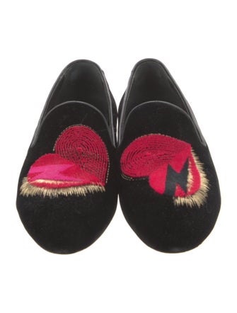 Saint Laurent Velvet Graphic Print Loafers