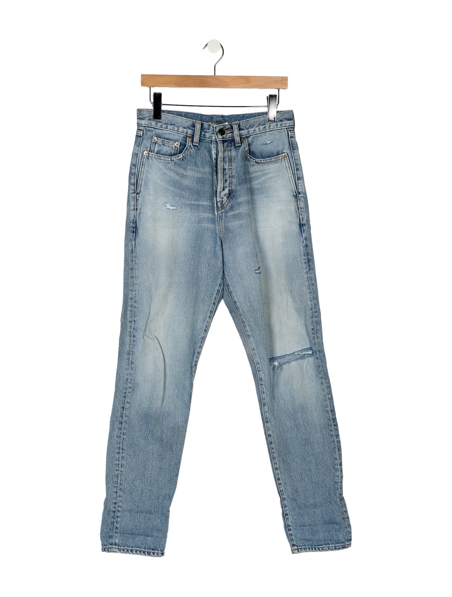 Saint Laurent High-Rise Straight Leg Jeans