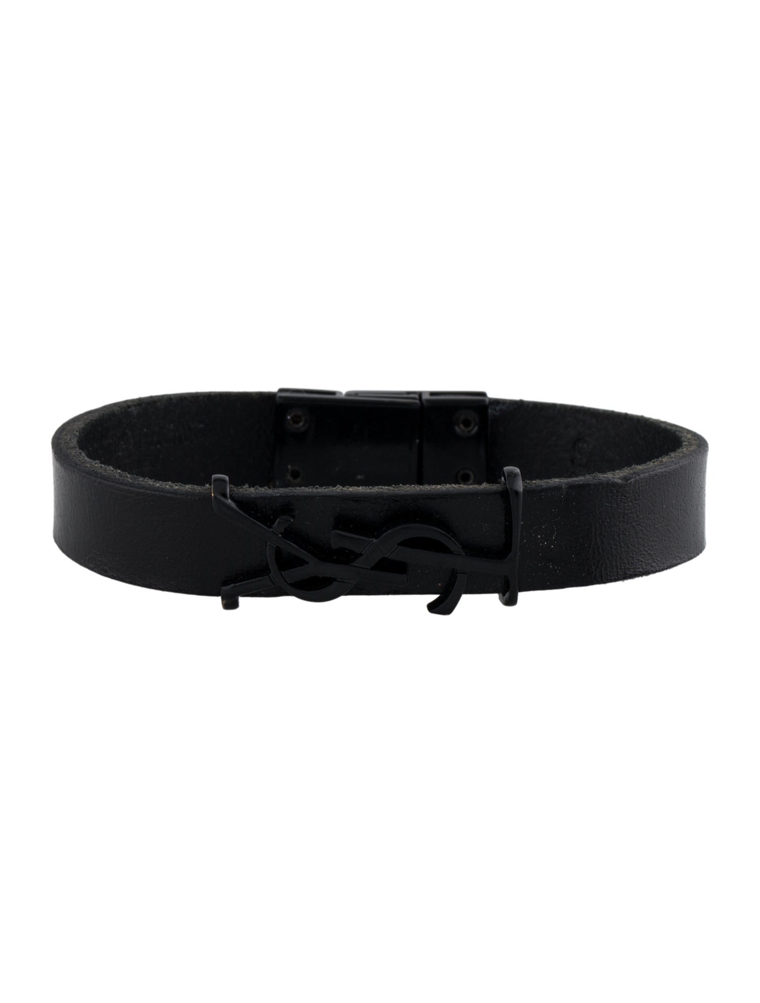 Saint Laurent Leather Cassandre Bracelet
