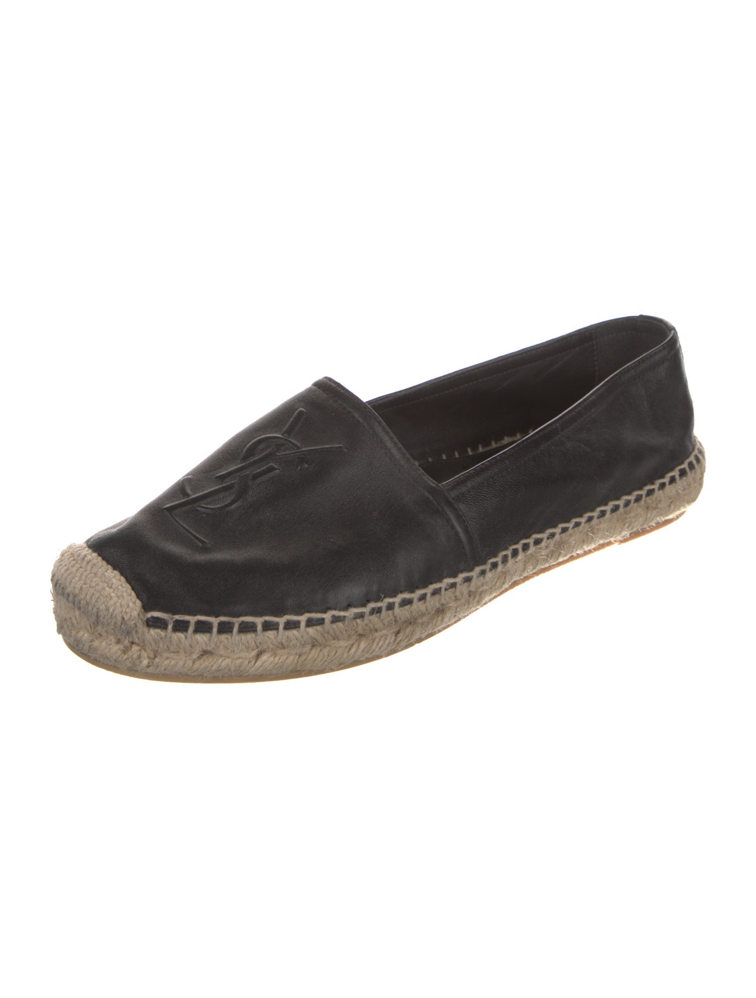 Saint Laurent Leather Whipstitch Trim Espadrilles