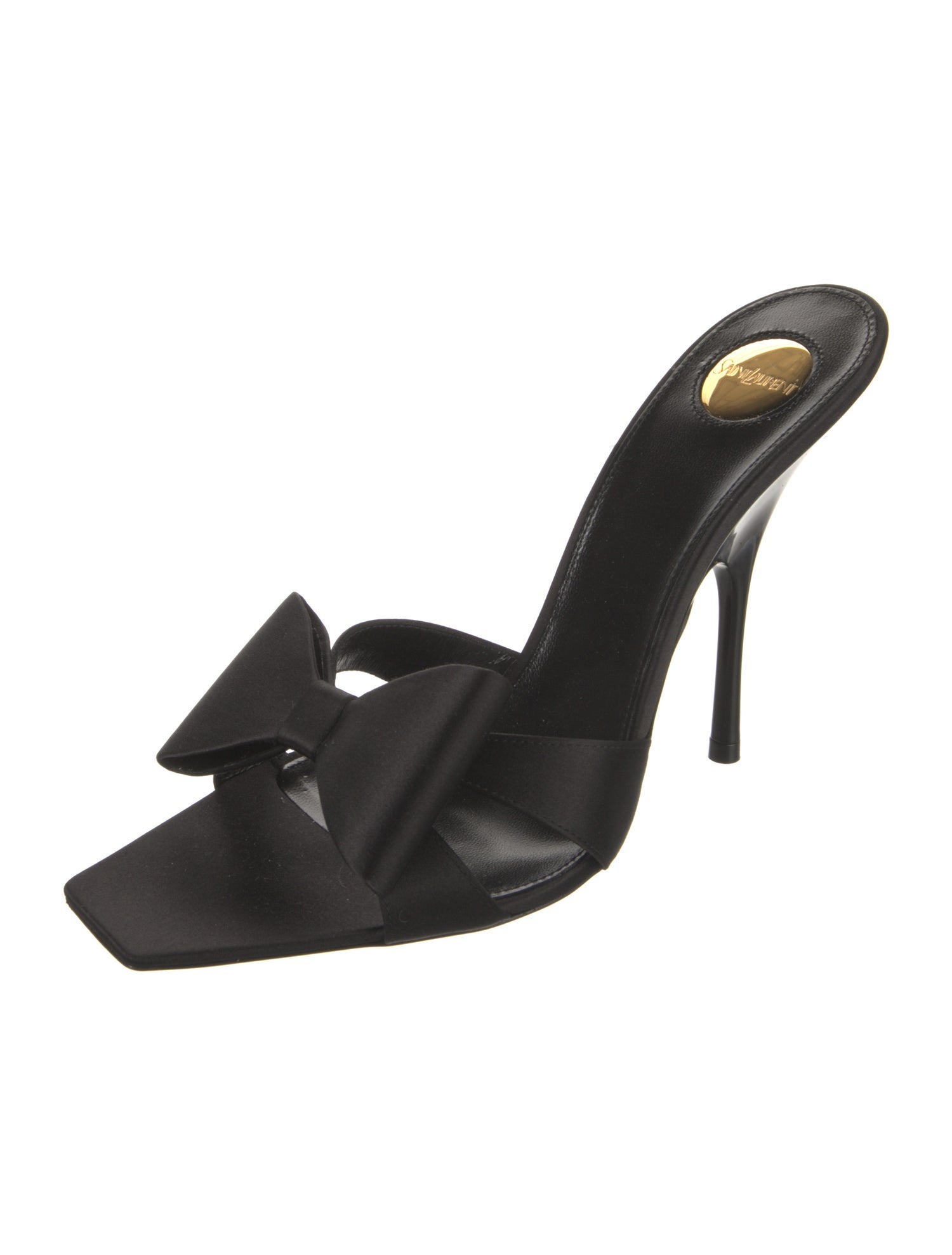 Saint Laurent Leather Bow Accents Slides
