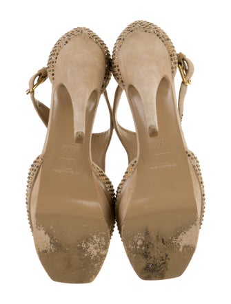 Saint Laurent Suede Studded Accents T-Strap Pumps