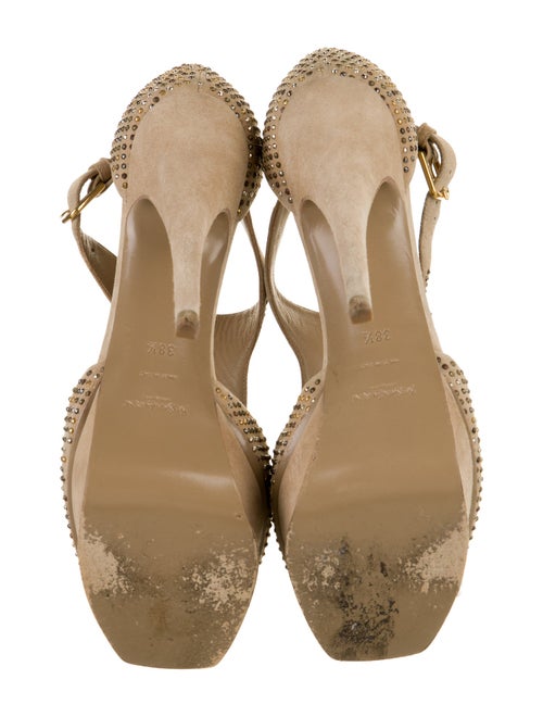 Saint Laurent Suede Studded Accents T-Strap Pumps