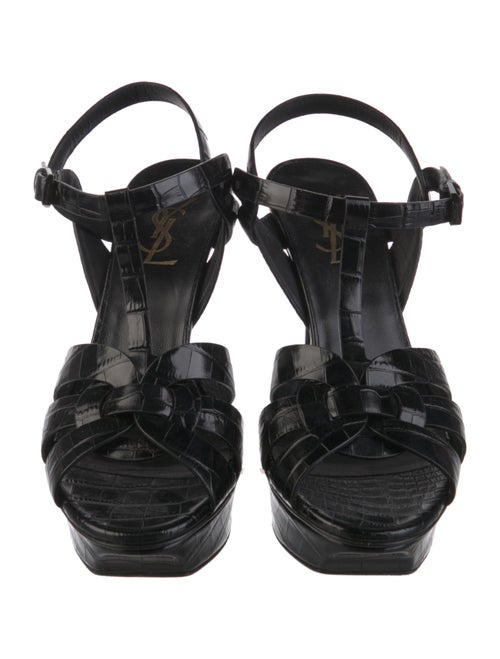 Saint Laurent Embossed Leather T-Strap Sandals