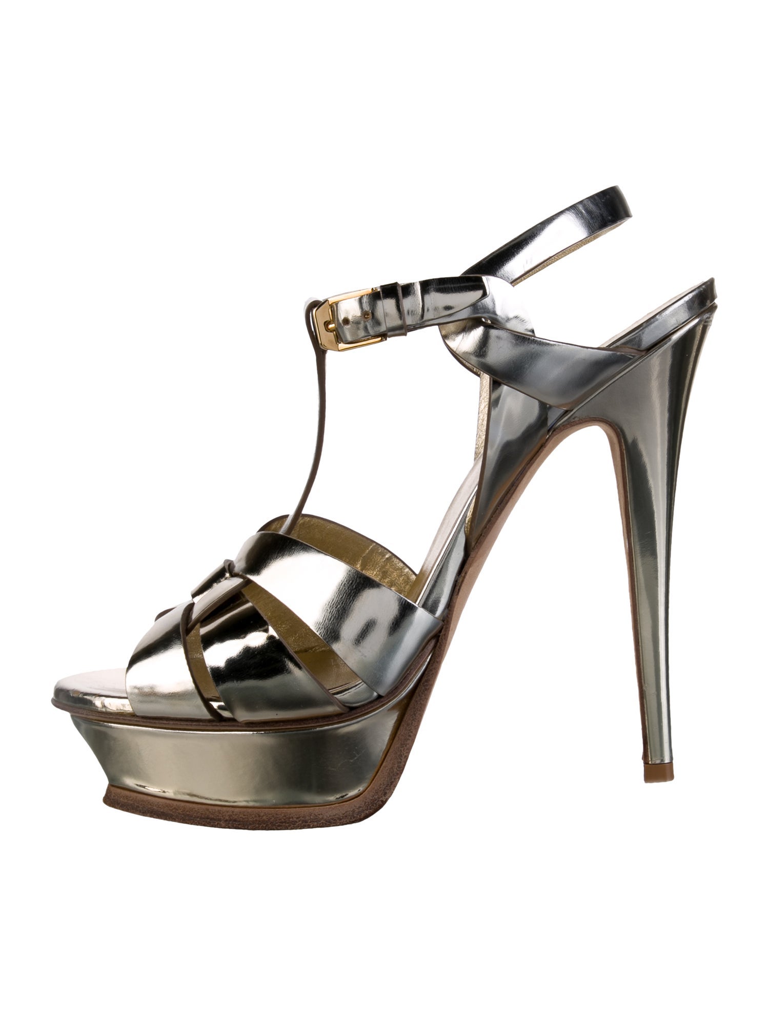 Saint Laurent Leather T-Strap Sandals