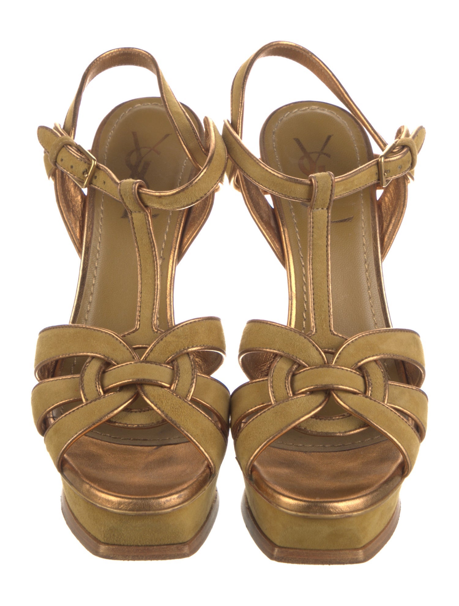 Yves Saint Laurent Rive Gauche Suede T-Strap Pumps