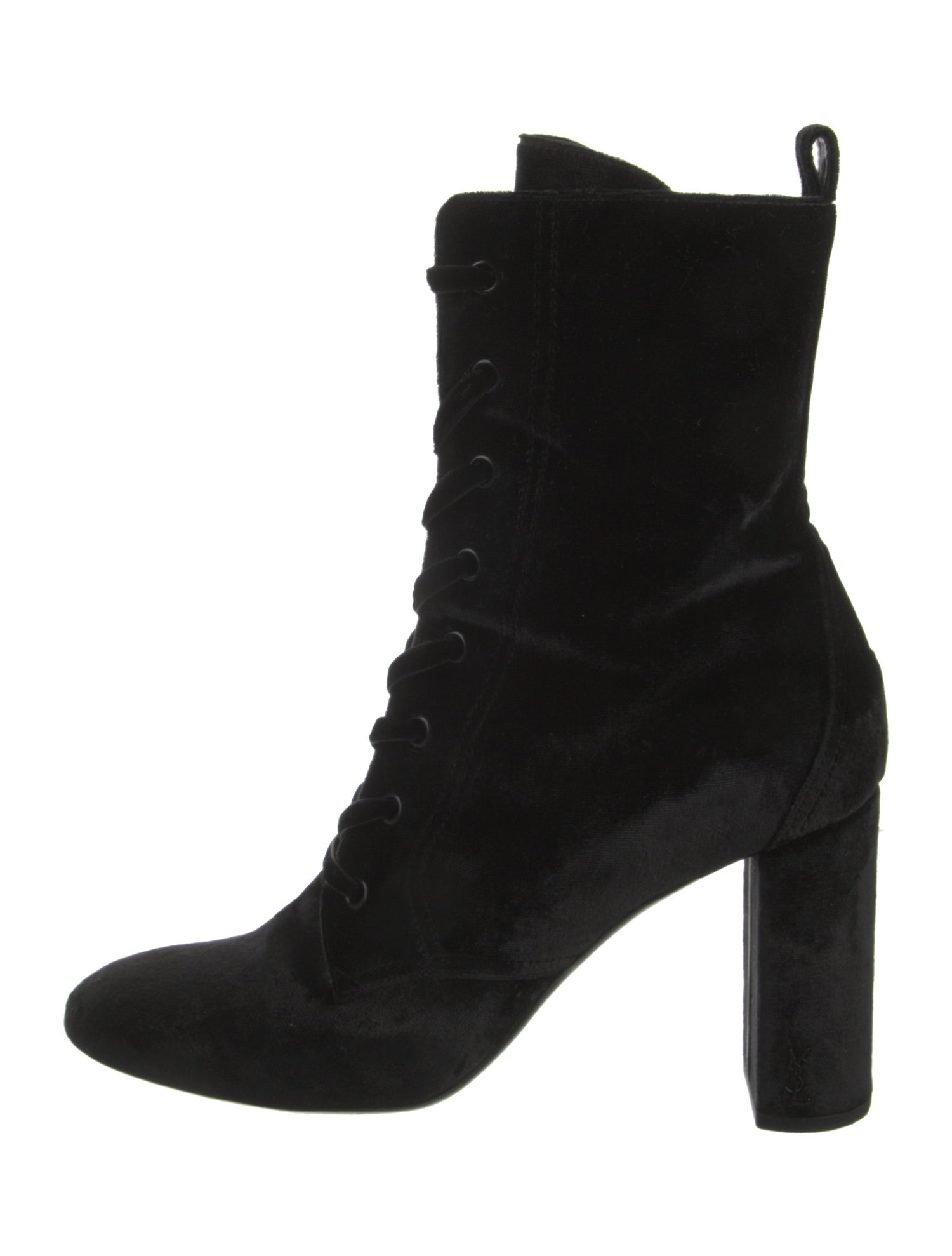 Saint Laurent Velvet Lace-Up Boots