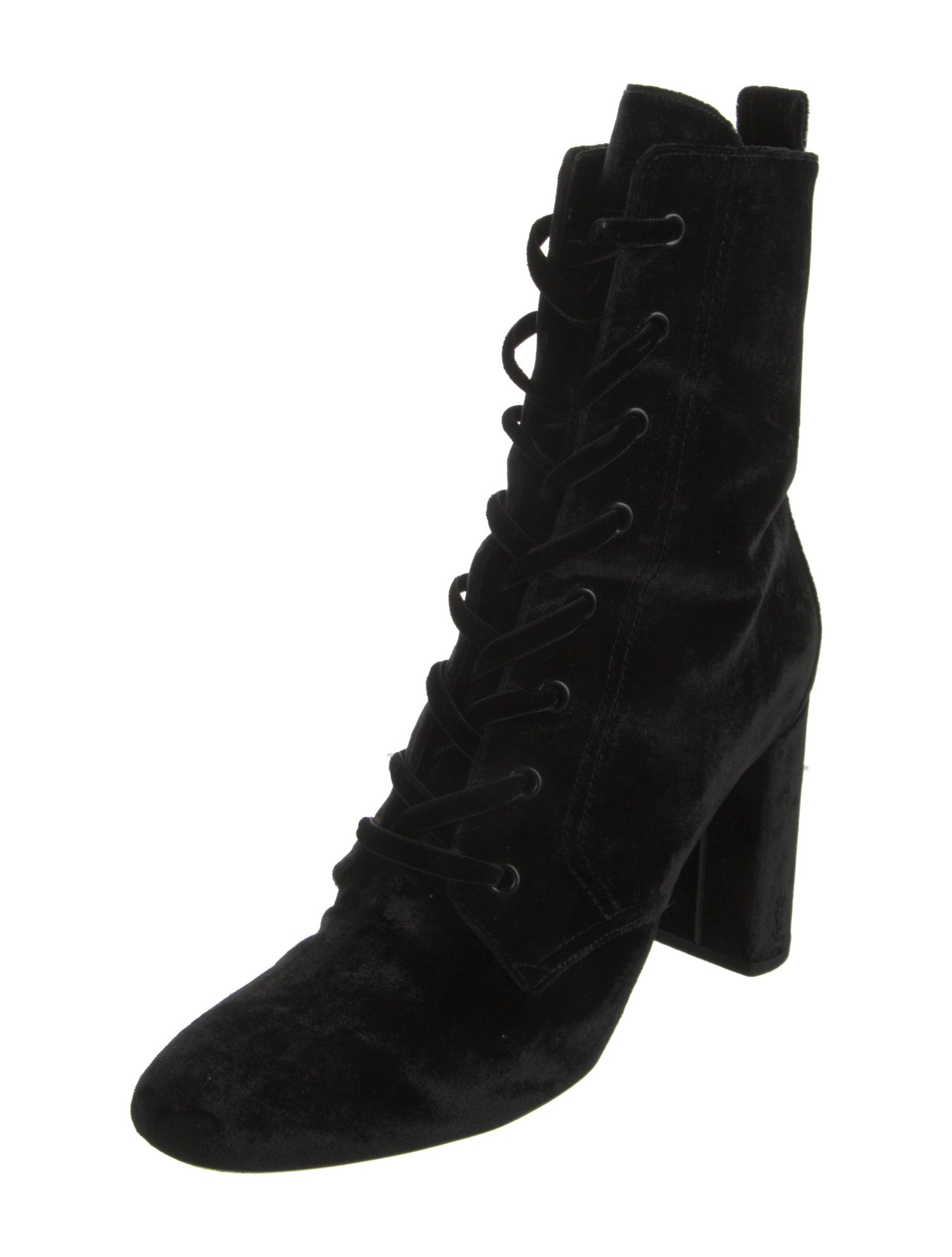 Saint Laurent Velvet Lace-Up Boots