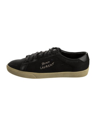 Saint Laurent Canvas Embroidered Accent Sneakers