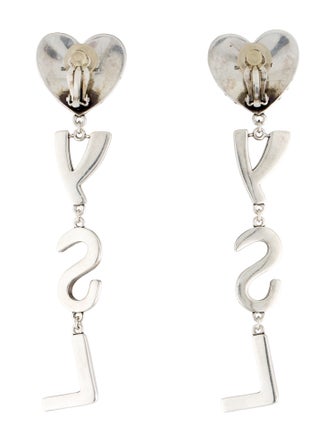 Saint Laurent Crystal Opyum Heart Drop Earrings