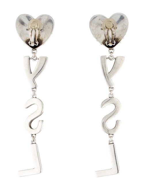 Saint Laurent Crystal Opyum Heart Drop Earrings