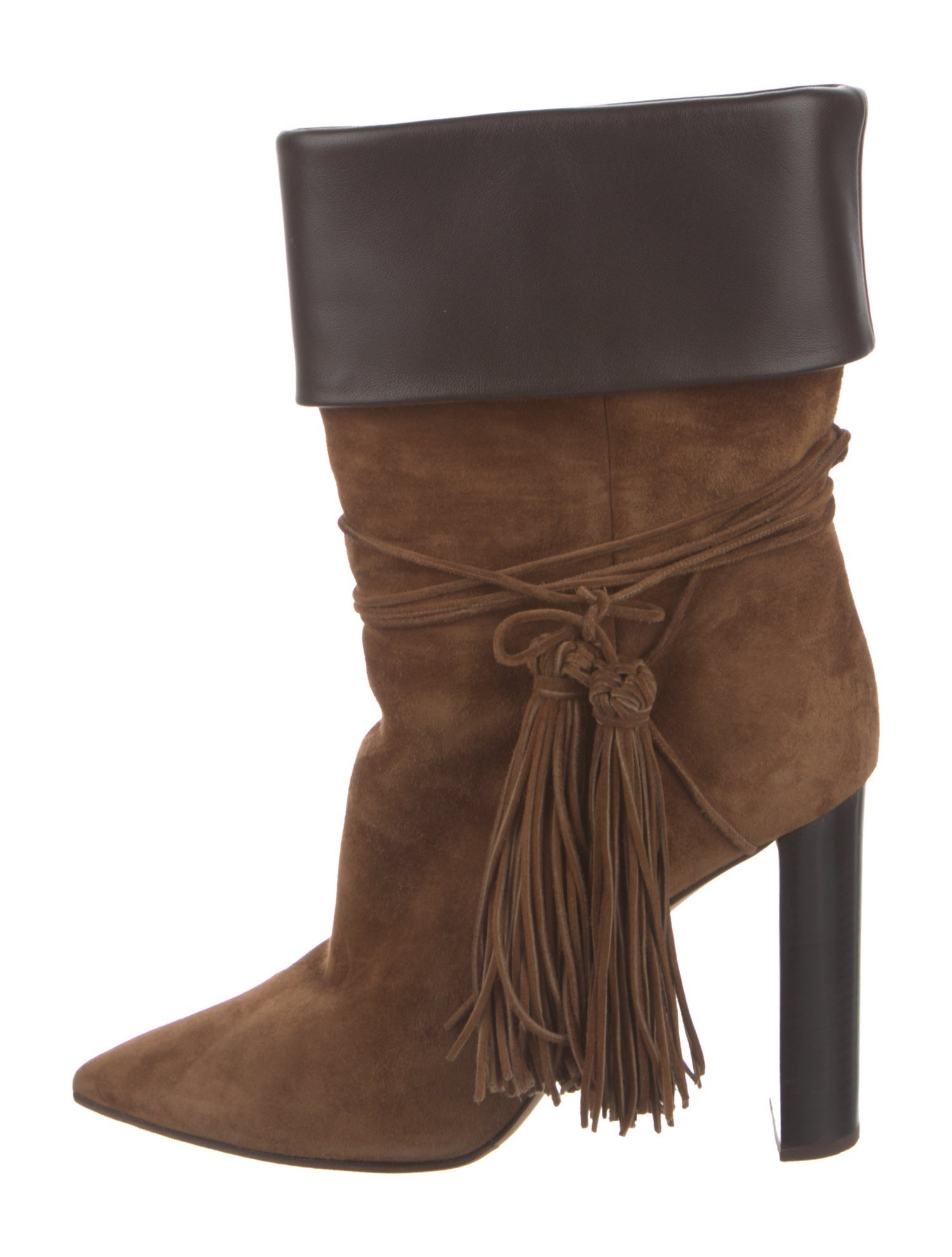 Saint Laurent Suede Tassel Accents Boots
