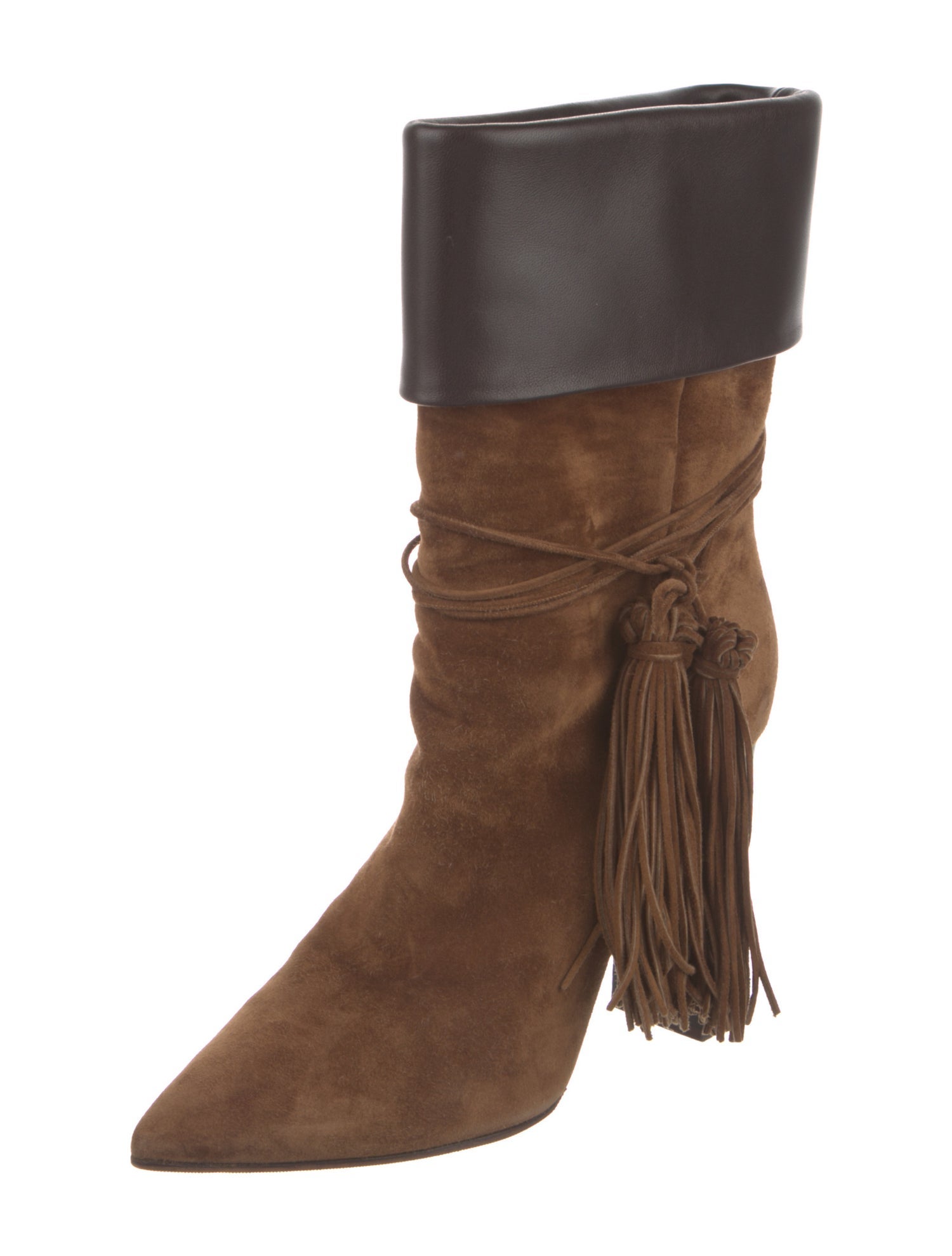 Saint Laurent Suede Tassel Accents Boots