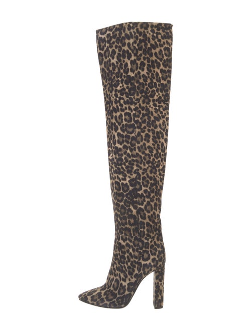 Saint Laurent Suede Animal Print Boots