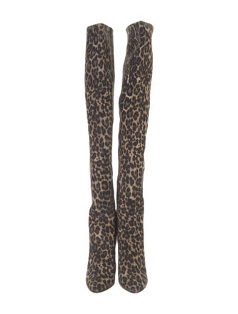 Saint Laurent Suede Animal Print Boots