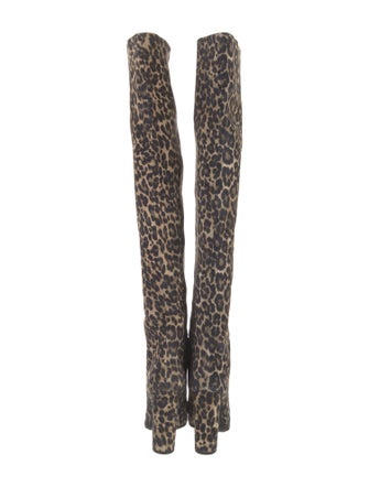 Saint Laurent Suede Animal Print Boots